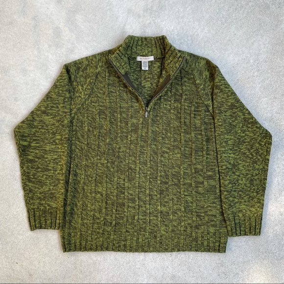Green Pattern 1/4 Sweater - size L - Picture 5 of 7